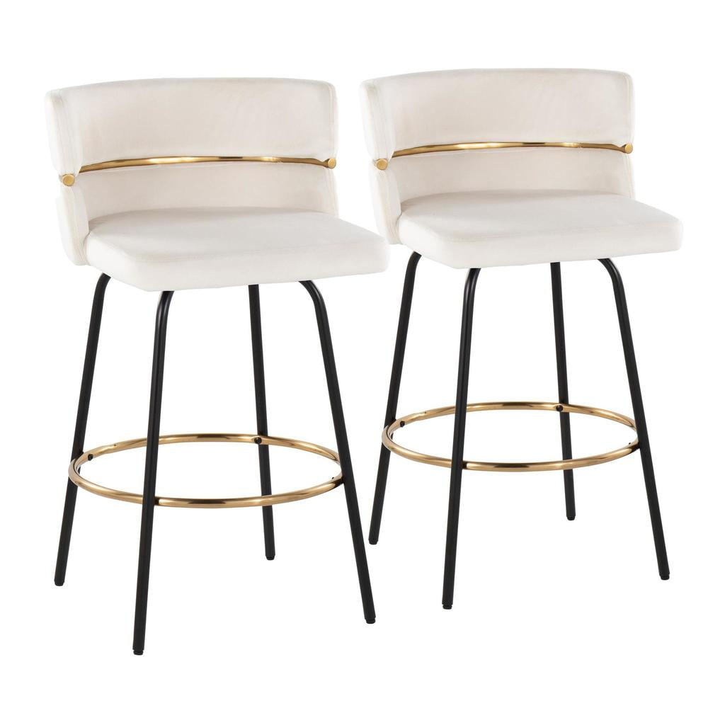 LumiSource Beige Cinch Claire 26" Fixed-Height Counter Stool - Set of 2