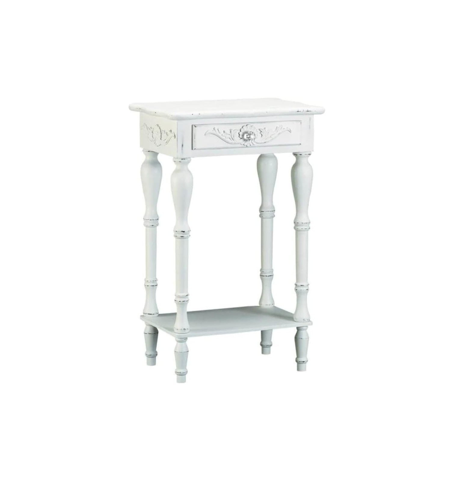 CintBllTer 34353 Carved White Side Table, Multicolor