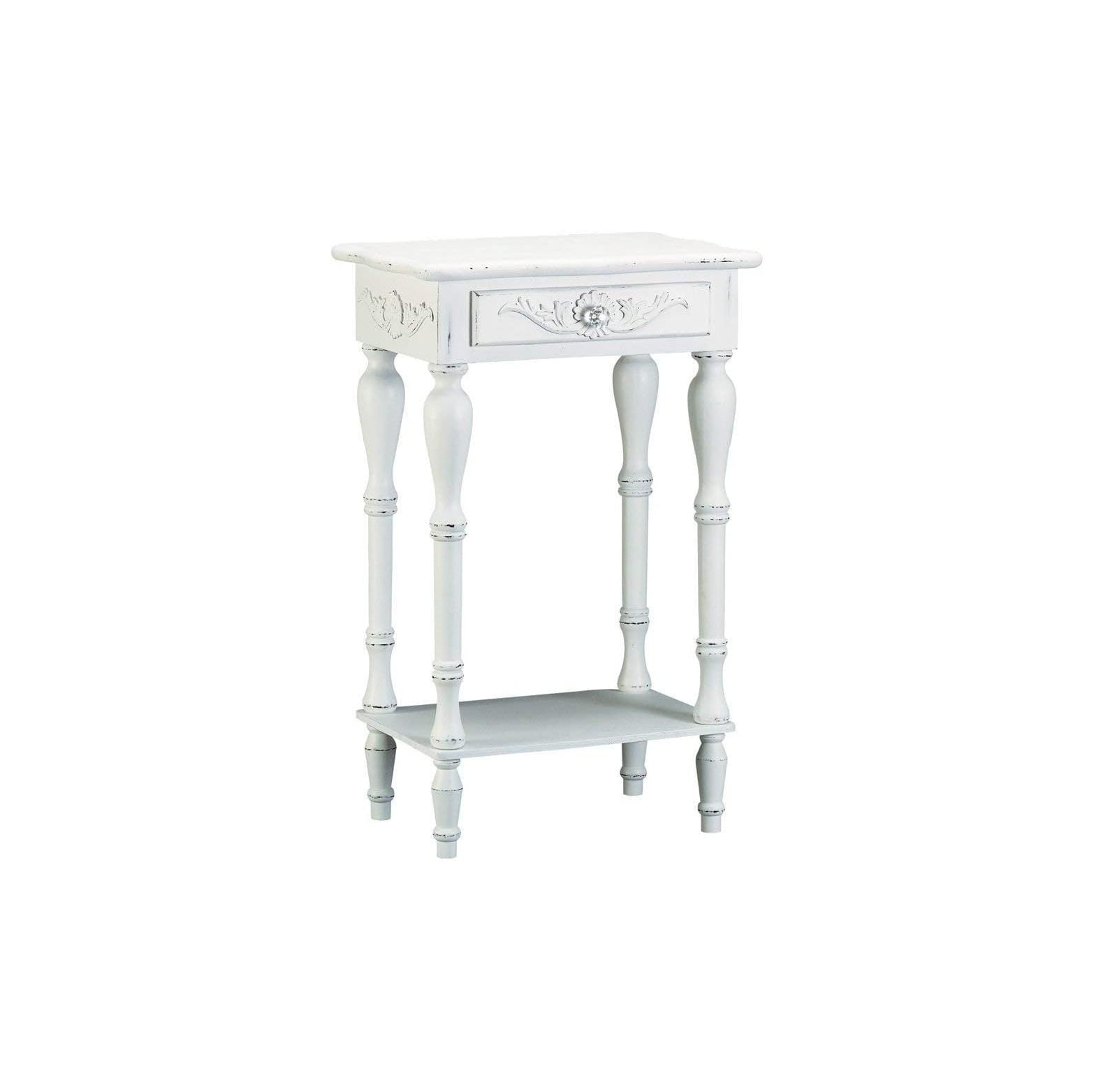 CintBllTer 34353 Carved White Side Table, Multicolor