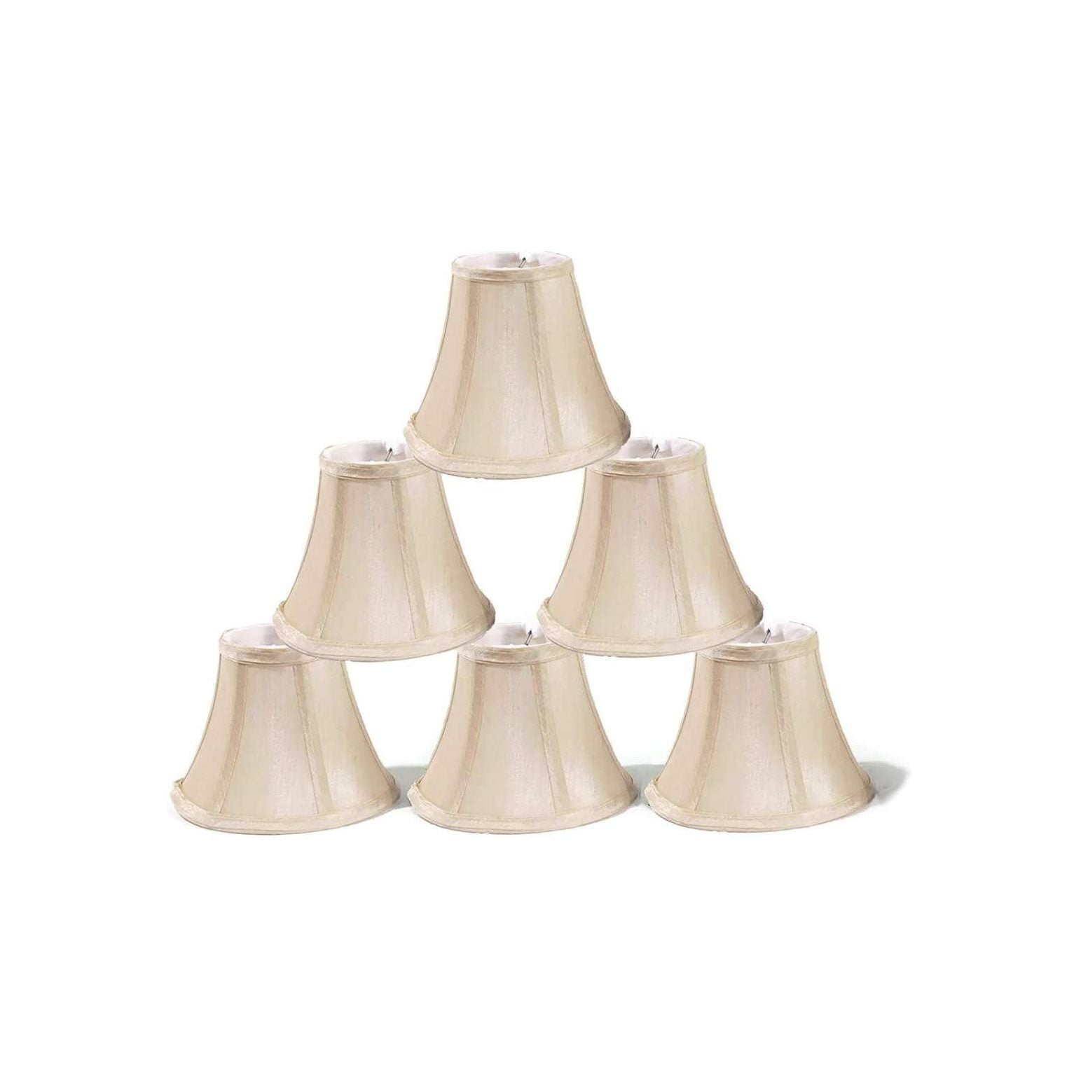 CintBllTer Chandelier Lamp Shades, Set of 6, Soft 3"x 6"x 5" Cream, Clip on
