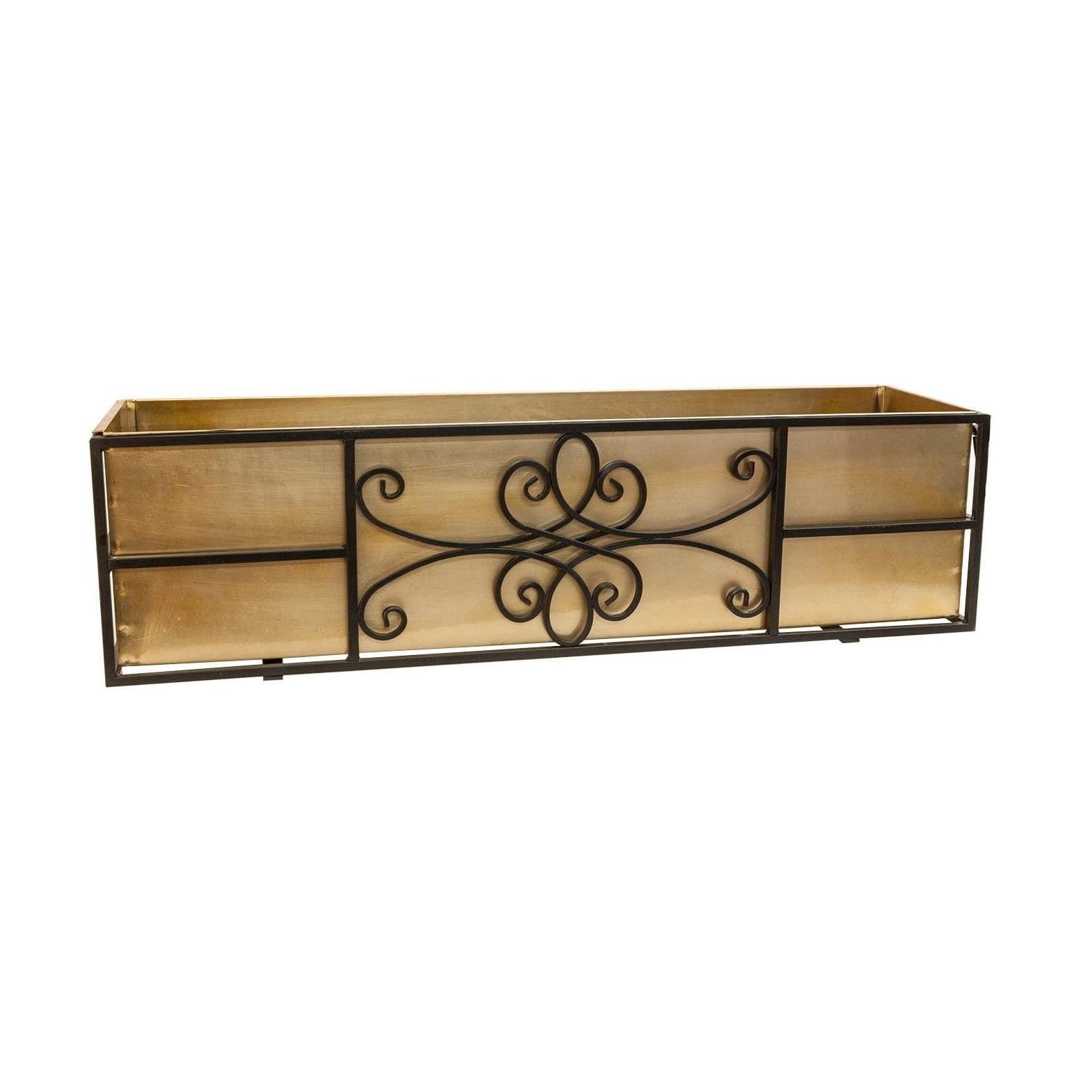 Style Selections Rectangle 9.75-in W Black Metal Outdoor Window box