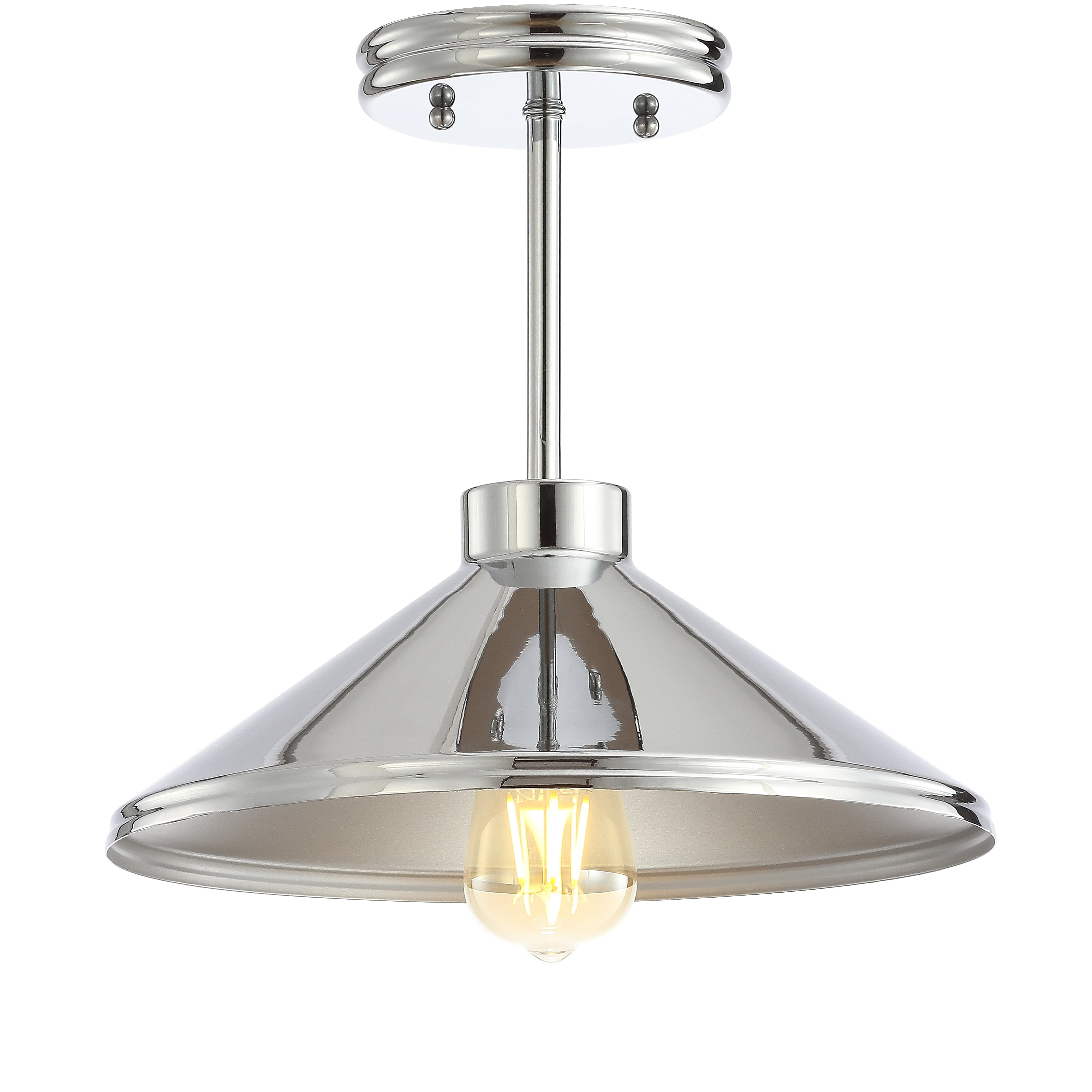 Cisco 11.75" Iron Modern Farmhouse LED Semi Flush Mount, Chrome