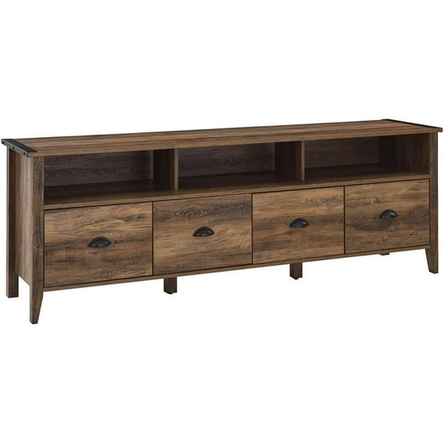 Clair 70" Industrial Farmhouse 4-Drawer TV Stand in Rustic Oak