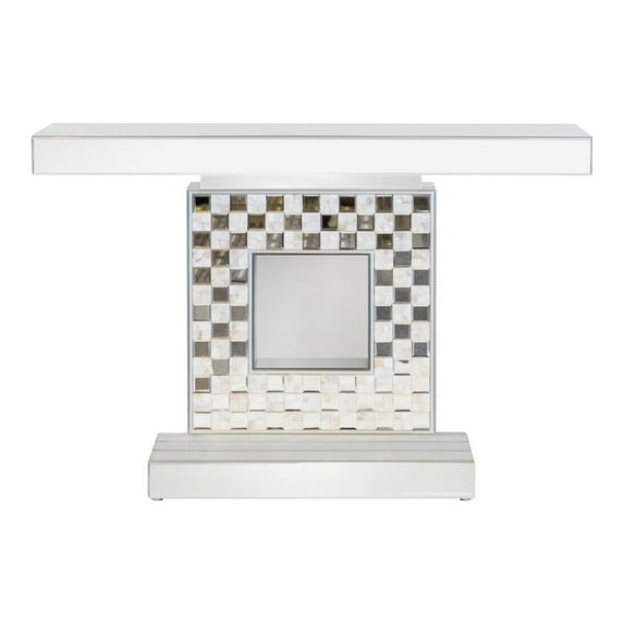 Claire Checkerboard Square Base Console Table Silver