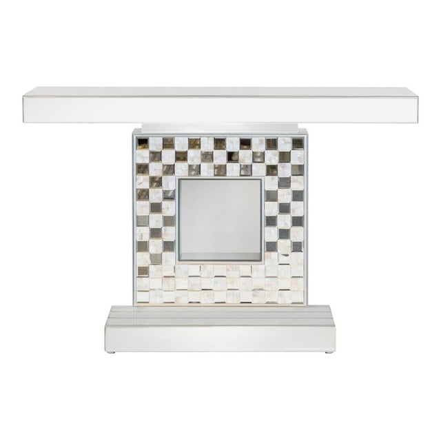 Claire Checkerboard Square Base Console Table Silver