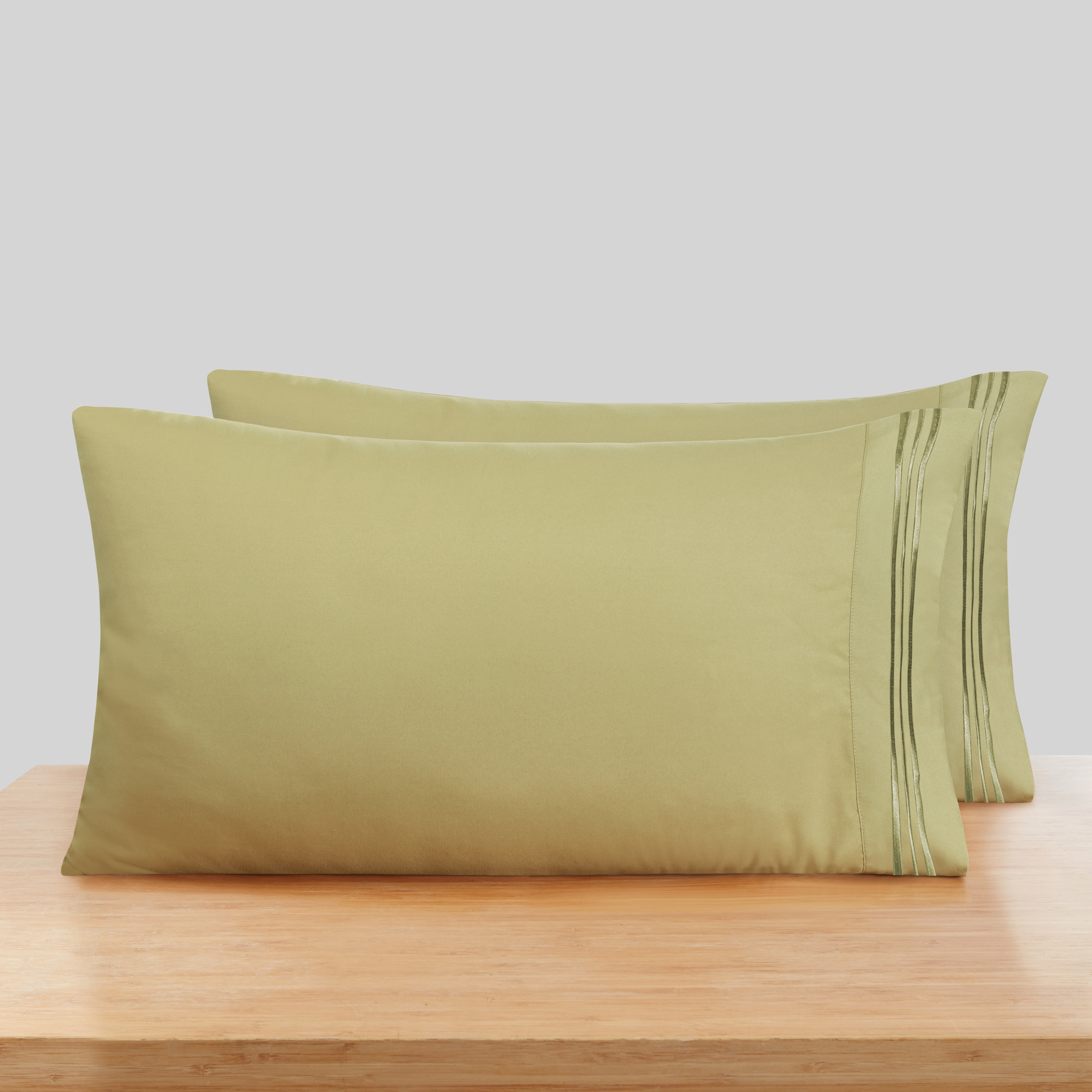 Clara Clark Pillow Cases Premier 1800 Microfiber Collection Pillow Case Set Of 2 Pieces, King Size, Sage Olive Green