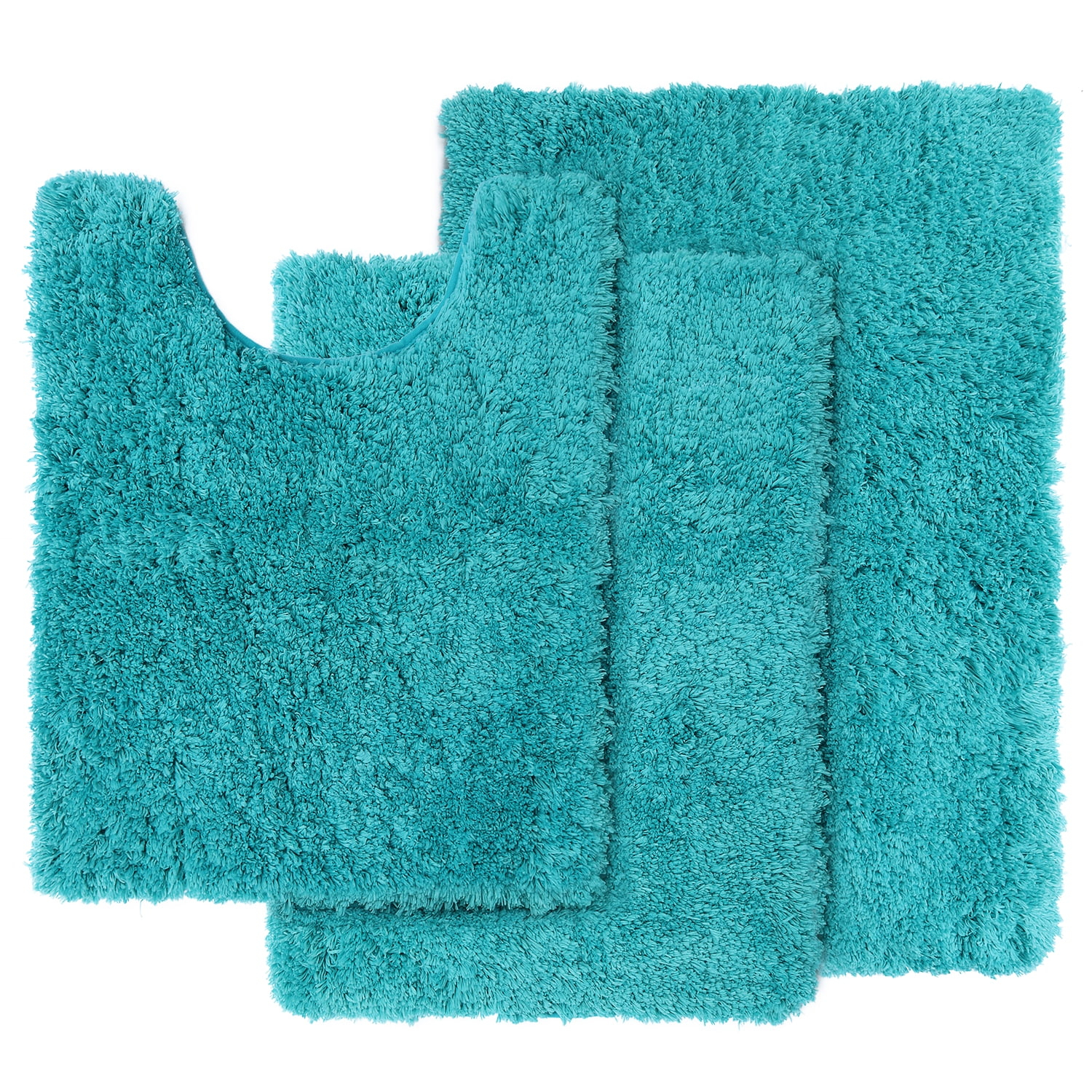 Nestl Super Soft Shaggy Bath Rug, Absorbent Bathroom Rug, Small Medium and Contour, Teal