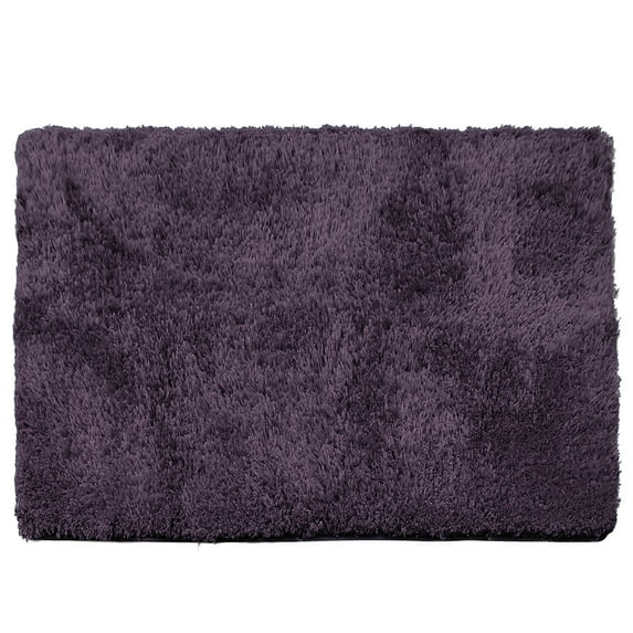 Clara Clark Shaggy Bath Rug with Non-Slip Backing Rubber - Machine Washable Super Soft Bathmat - Plush Absorbent Bathroom Rug, Large - 32 x 48, Eggplant