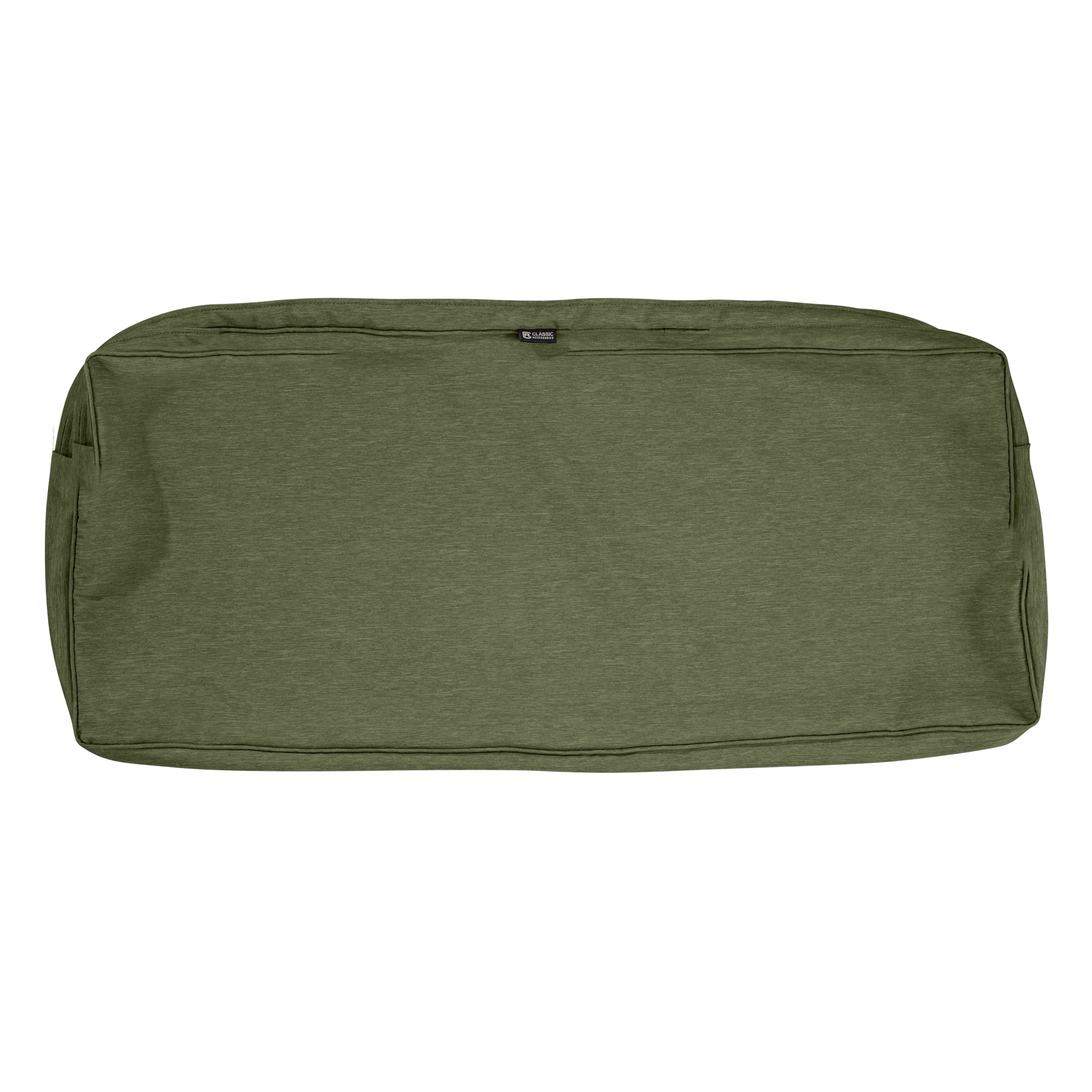Classic Accessories Montlake FadeSafe Patio Bench/Settee Cushion Slip Cover - 3" Thick - Heavy Duty Outdoor Patio Cushion with Water Resistant Backing, Heather Fern Green, 59"W x 18"D x 3"T