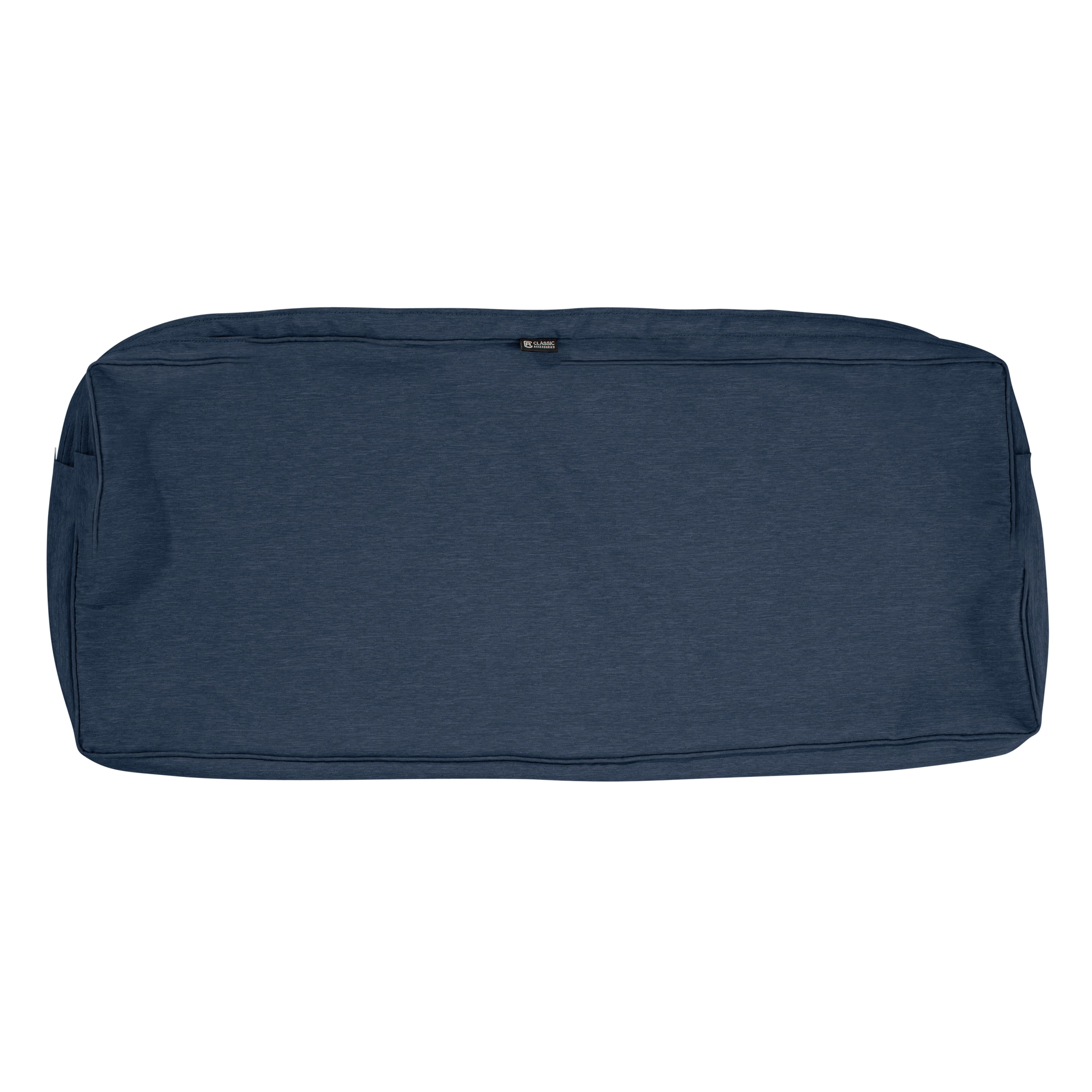 Classic Accessories Montlake FadeSafe Patio Bench/Settee Cushion Slip Cover - 3" Thick - Heavy Duty Outdoor Patio Cushion with Water Resistant Backing, Heather Indigo Blue, 54"W x 18"D x 3"T