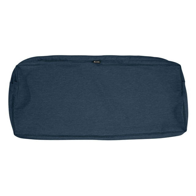 Classic Accessories Montlake FadeSafe Patio Bench/Settee Cushion Slip Cover - 3" Thick - Heavy Duty Outdoor Patio Cushion with Water Resistant Backing, Heather Indigo Blue, 54"W x 18"D x 3"T
