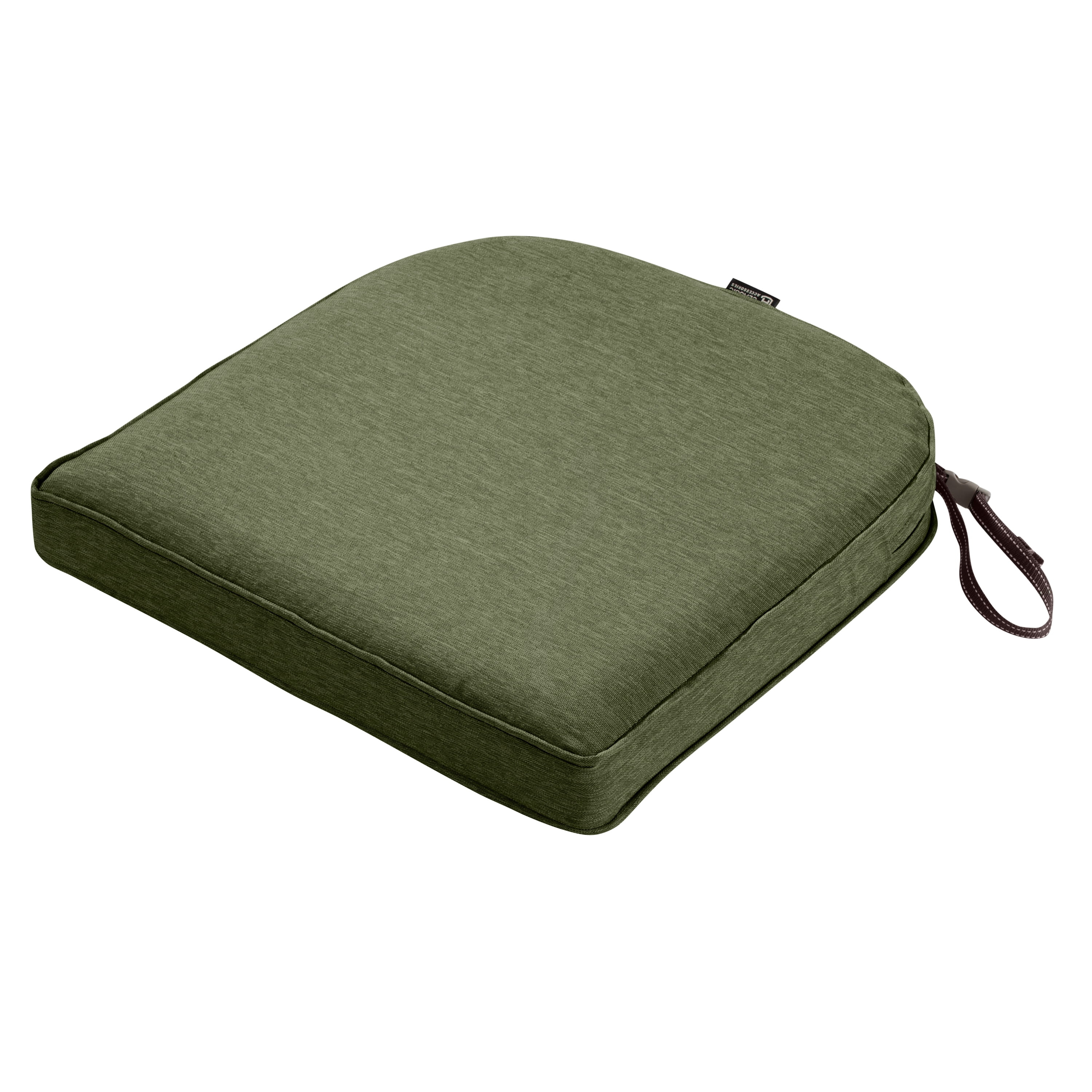 Classic Accessories Montlake FadeSafe Water-Resistant Contoured Patio Dining Seat Cushion, 18 x 18 x 2 inch, Heather Fern