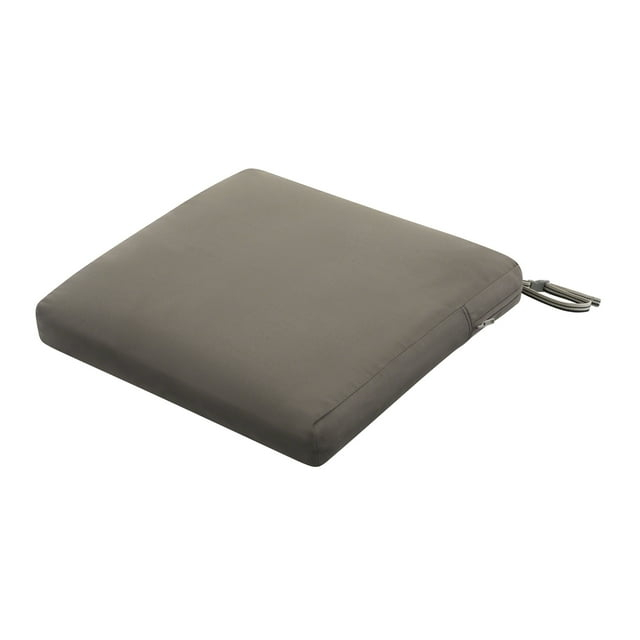 Classic Accessories Ravenna® Square Patio Seat Cushion Slip Cover & Foam - Durable Outdoor Cushion, Dark Taupe, 19"W x 19"D x 3"Thick