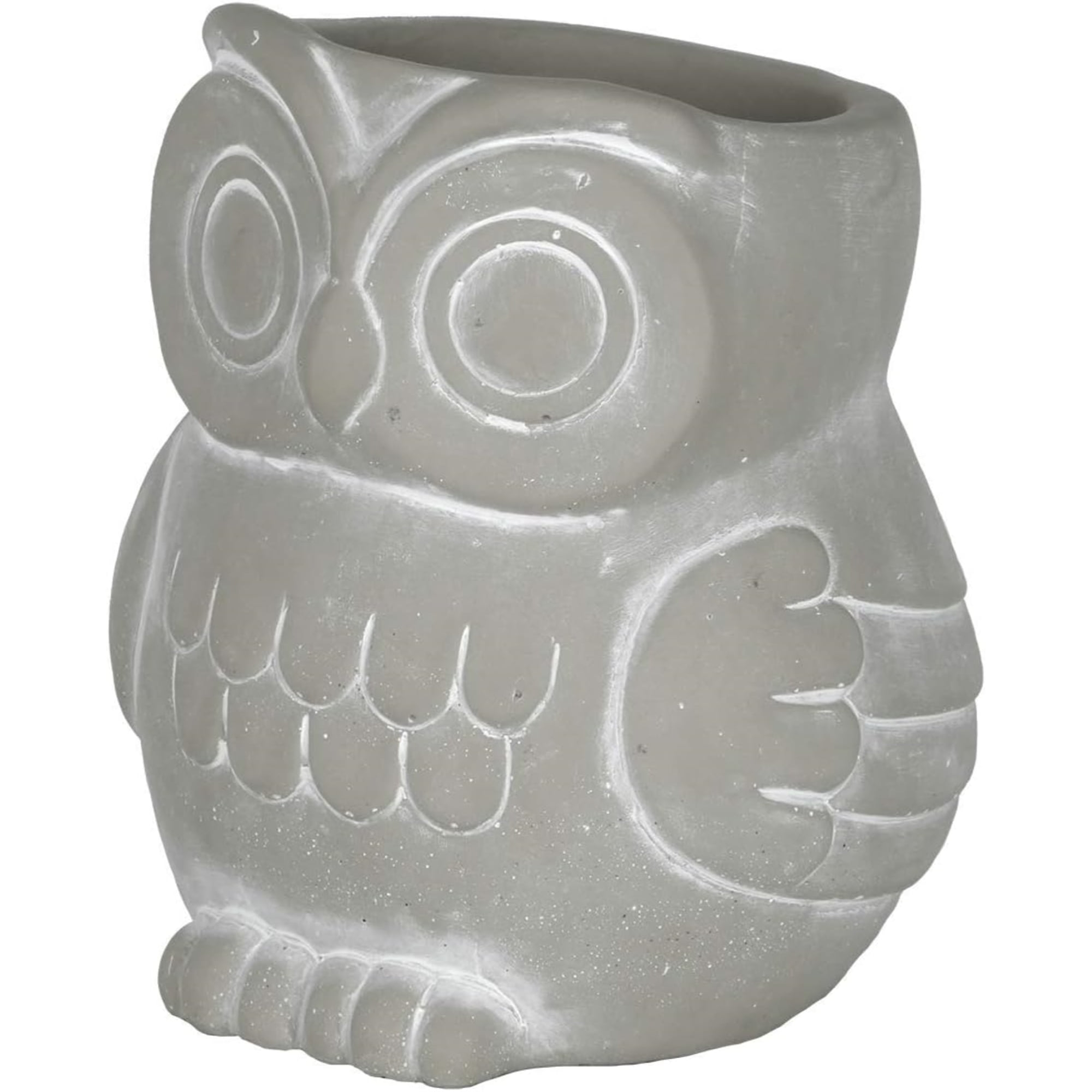 Classic Home and Garden Cement Buddies Indoor/Outdoor Planter with Drainage Hole, Owl, Gray, Small, 4.5in
