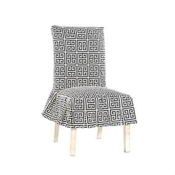 Classic Slipcovers Roman Key Short Pleated Dining Chair Slipcover Black