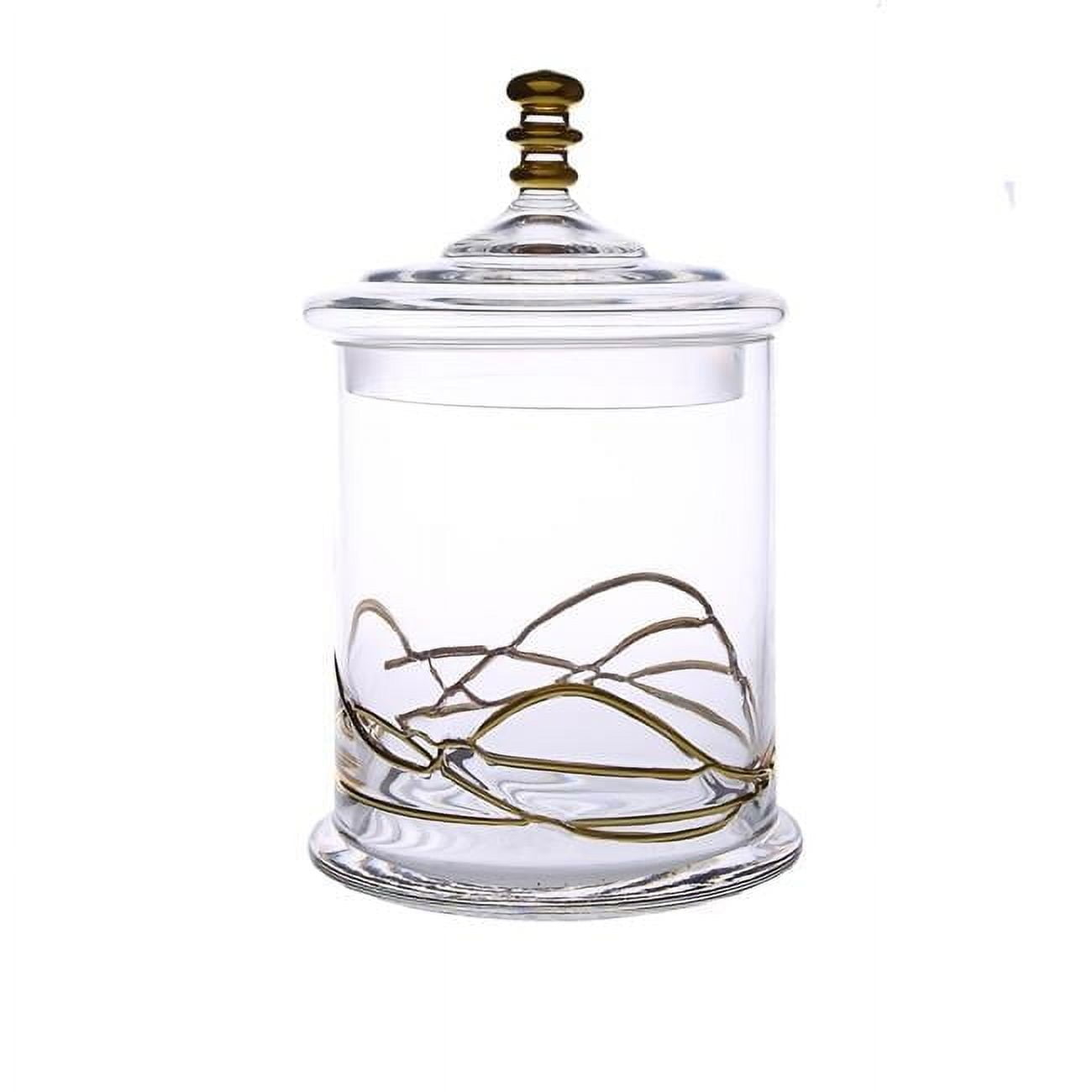 Classic Touch  5.5 x 8.75 in. Glass Jar & Lid with 14k Gold Swirl Design