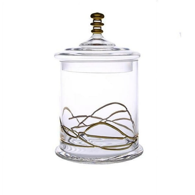 Classic Touch  5.5 x 8.75 in. Glass Jar & Lid with 14k Gold Swirl Design