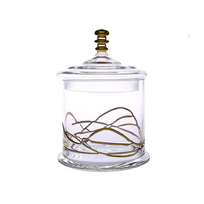 Classic Touch  5.5 x 8.75 in. Glass Jar & Lid with 14k Gold Swirl Design