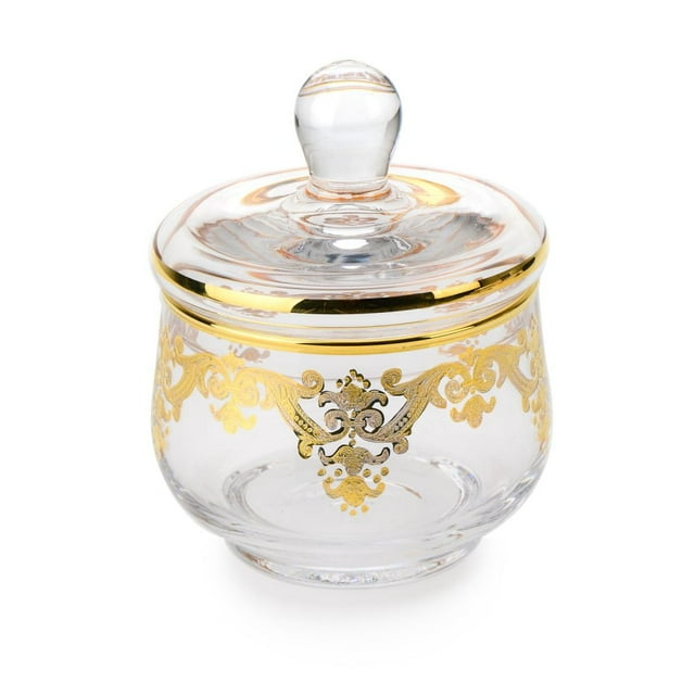 Classic Touch Glass Sugar Bowl with Lid