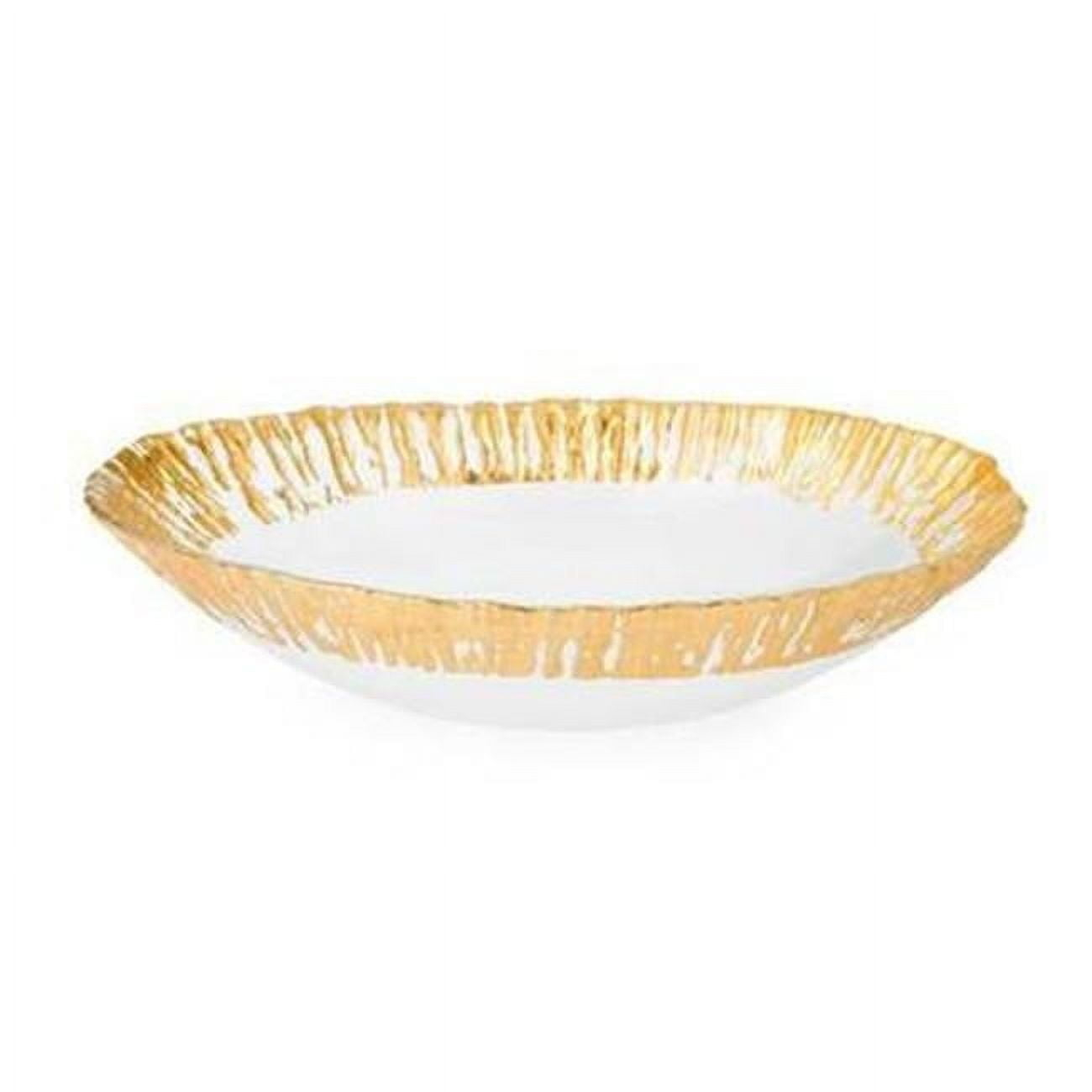 11 in. Scalloped Bowl with Gold Artwork - 11 in.