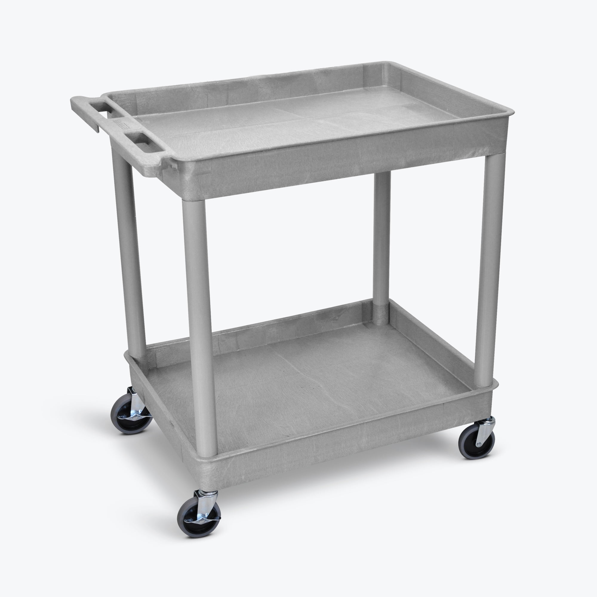 Luxor TC11-G 2 Large Tub Shelves Rolling Utility Cart 32"W x 24"D x 37.5"H - Gray
