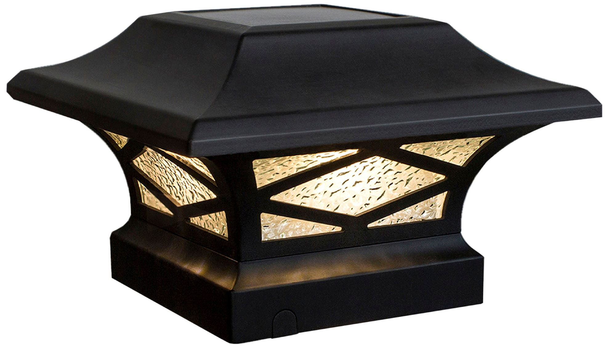 Classy Caps Kingsbridge 4 1/4" High Black Dual Lighted LED Solar Post Cap