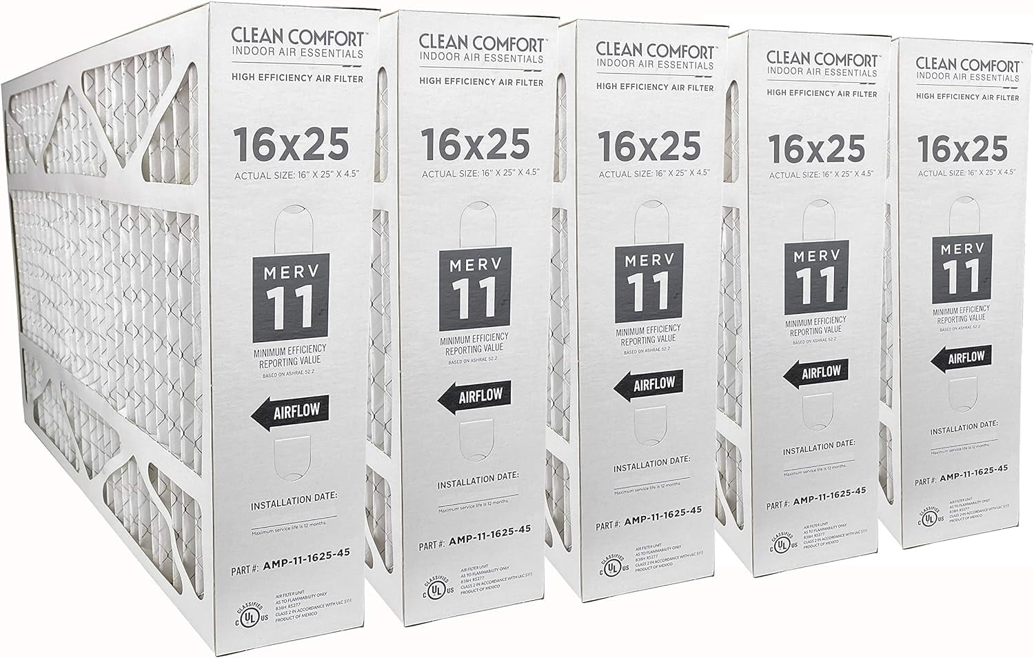 YYOJ Clean Comfort Media Air Filter MERV 11 Appliance Air Filters, 16" x 25" x 4.5", 2-Pack
