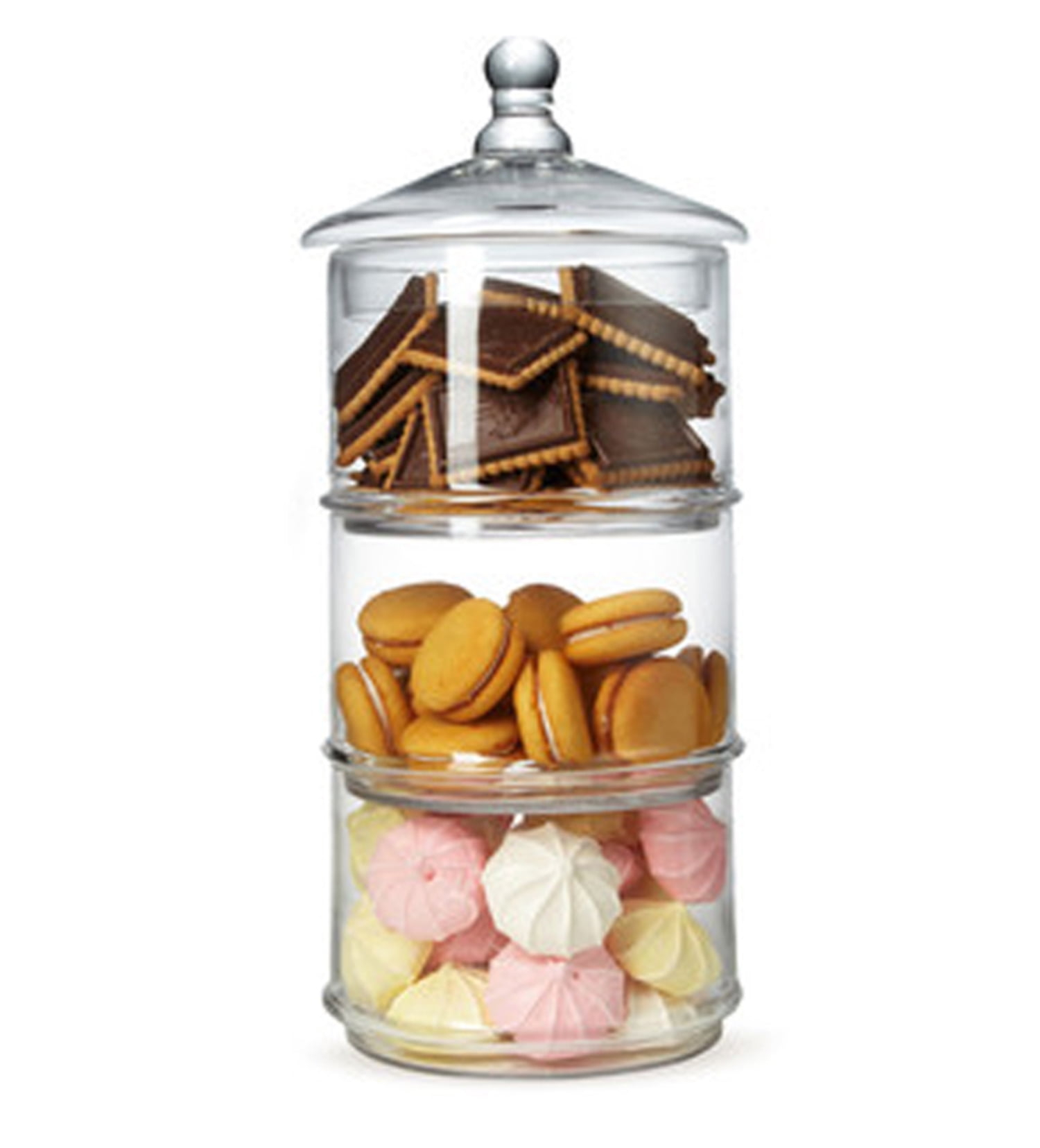 Clear 16 inch Stacking Food Storage, 3 Tier Cookie Candy Jars, MyGift Apothecary Glass Container with Lid