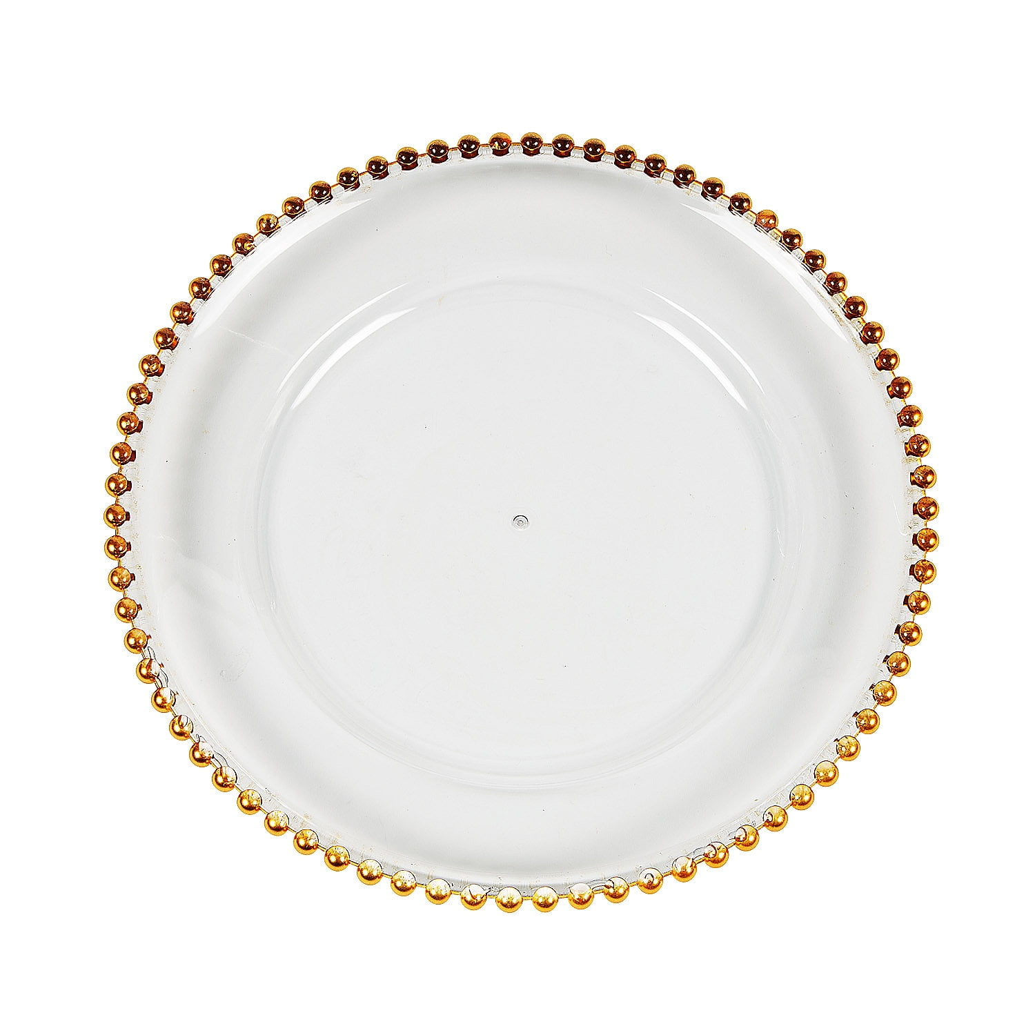 Clear Chargers with Gold Beaded Trim - Party Supplies - 6 Pieces