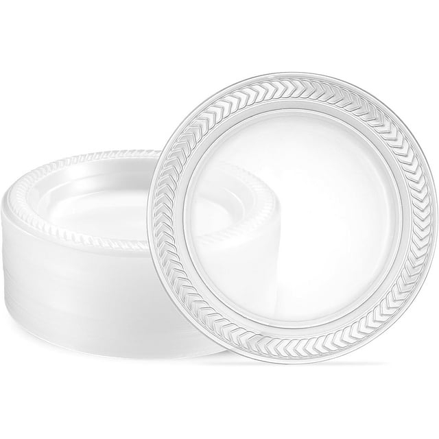 PLASTICPRO Clear Plastic Plates 6” Disposable Plates for Party, BBQ and Events, 80 Pack