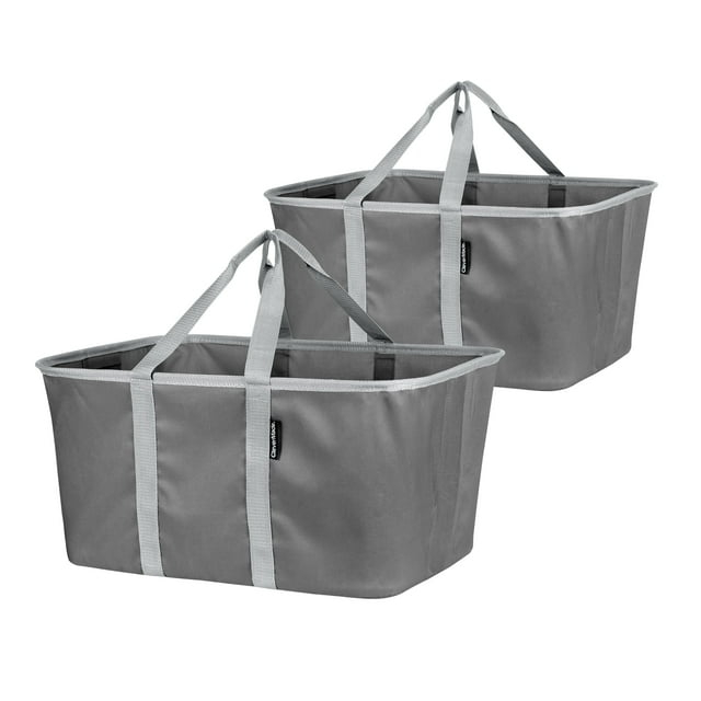 CleverMade Collapsible Laundry Tote 2PK - 50L (13 Gal) Charcoal/Gray