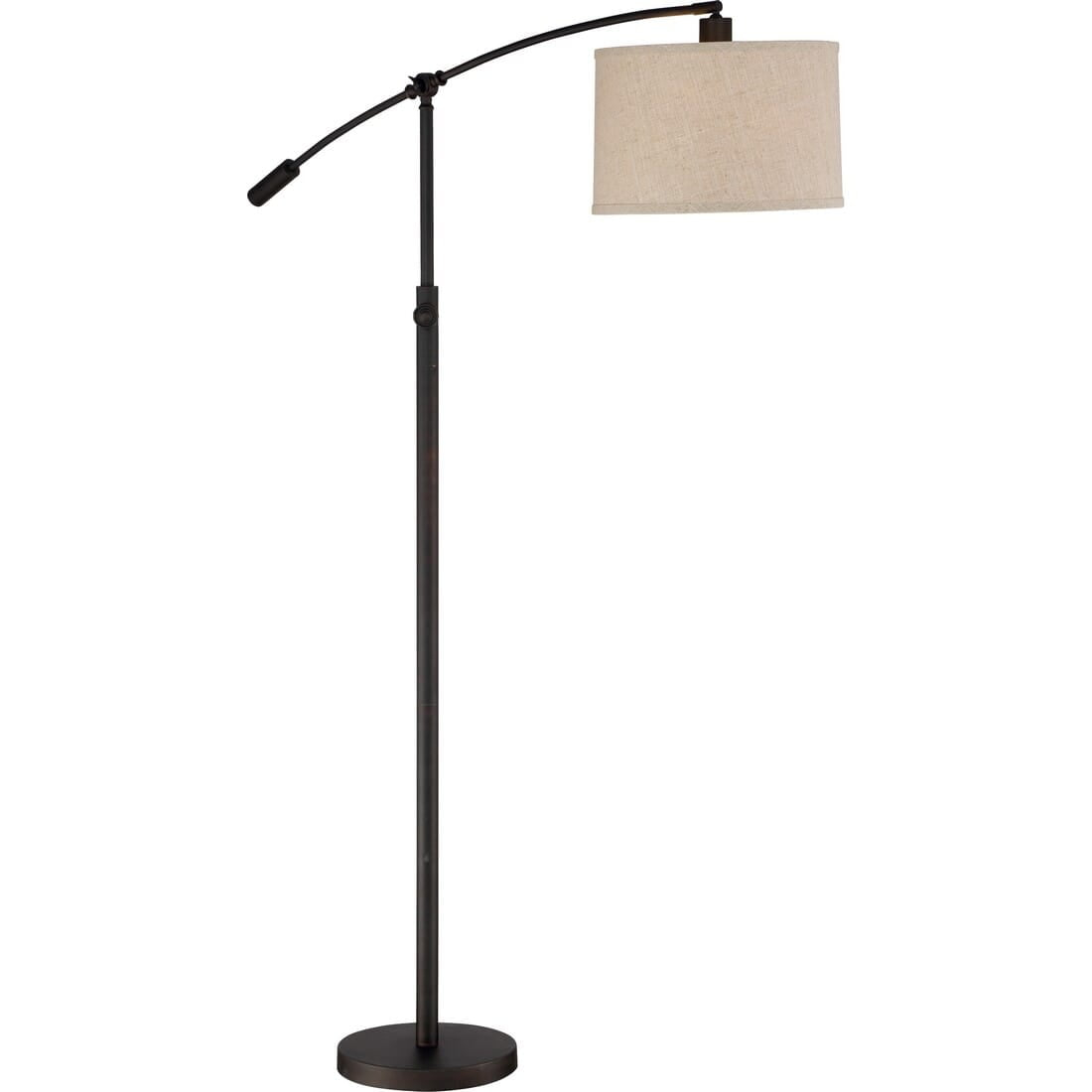 Clift Floor Lamp made of Steel and White Fabric Drum Shade