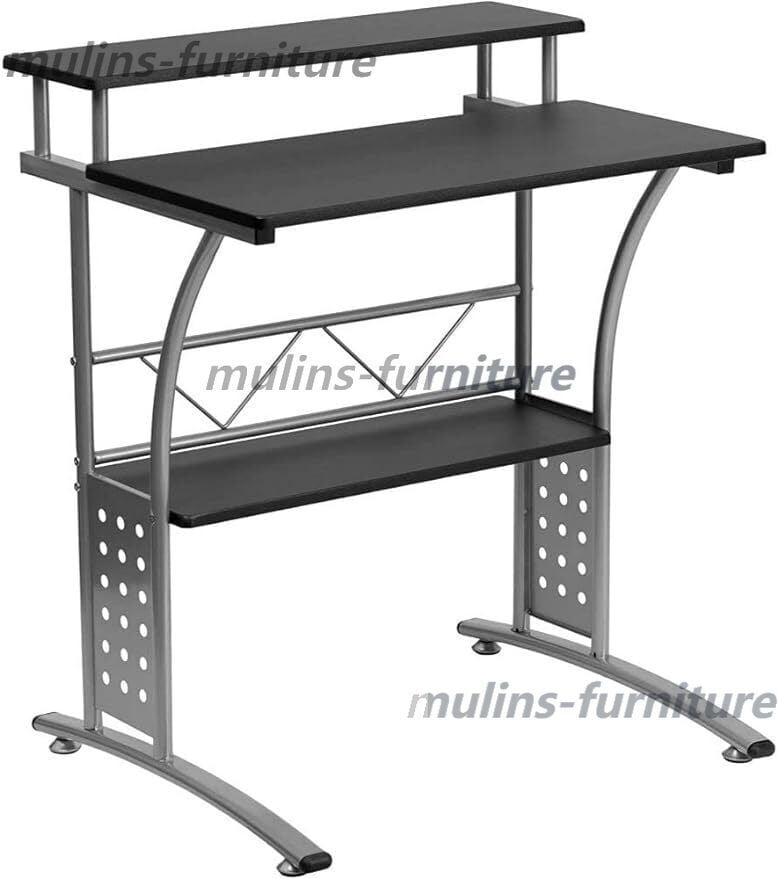 Flash Furniture Clifton Modern Office Computer Desk with Top/Bottom Storage Shelves, 28"W, Black