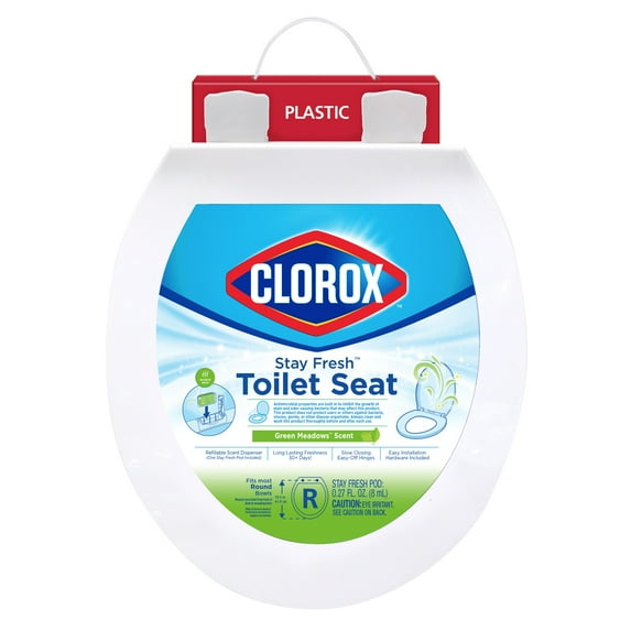 Clorox Antimicrobial Round Stay Fresh Scented Plastic Toilet Seat with Easy-off Hinges