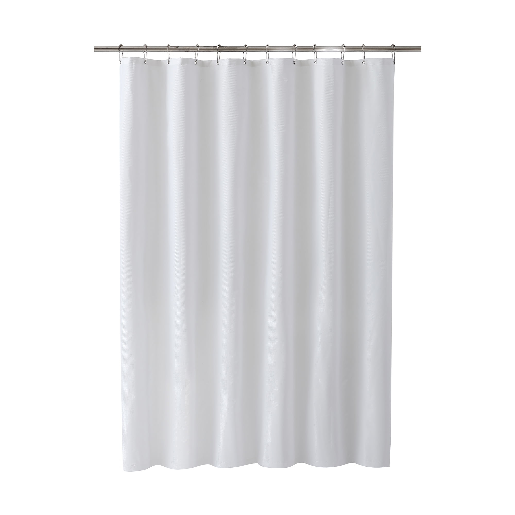Clorox Waterproof Fabric Shower Curtain, Durable Fabric, Weighted Magnets - 72" x 72", White