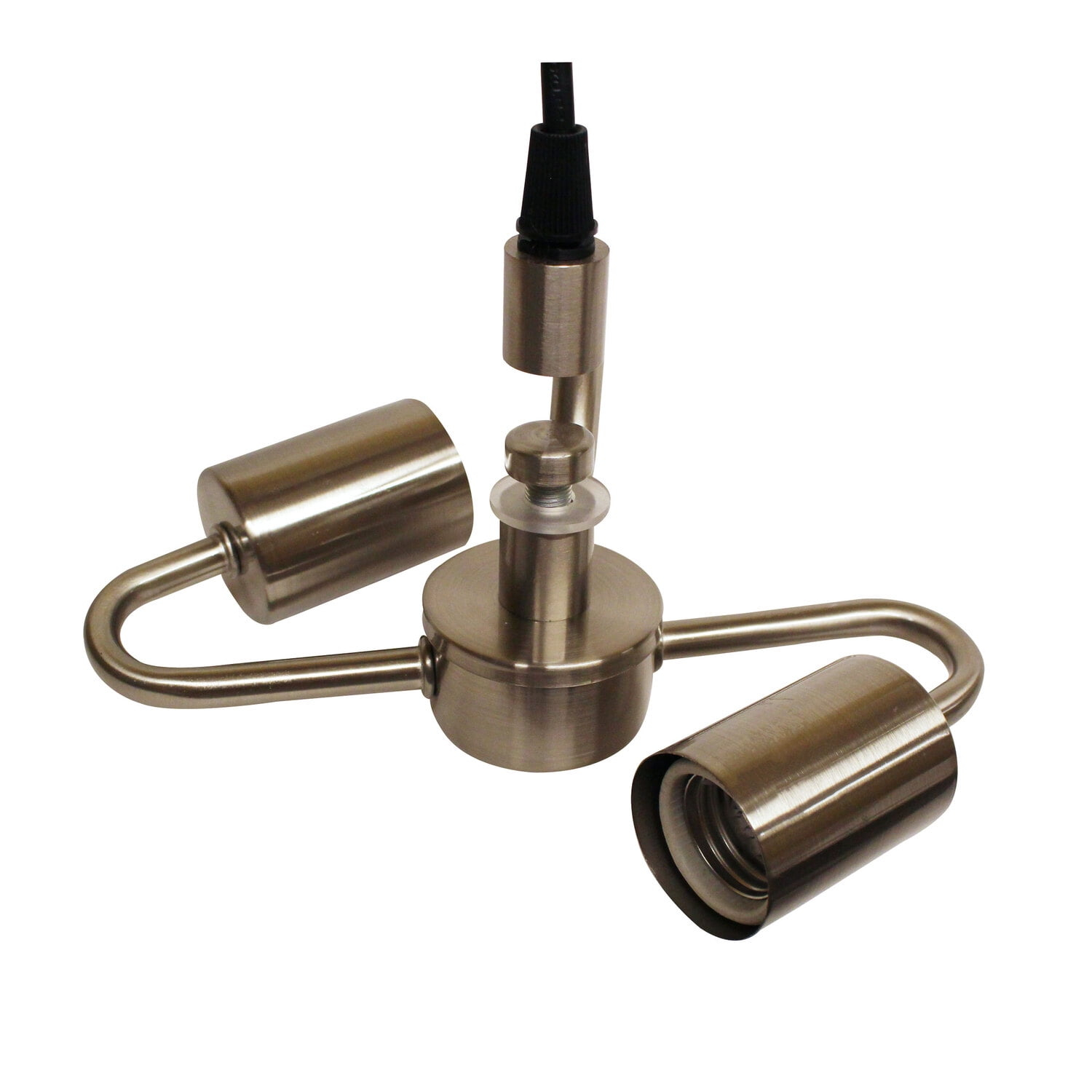 Cloth & Wire Brushed Nickel Pendant Light Fixture for 2 Lights with Fabric Cord for Home Lightning