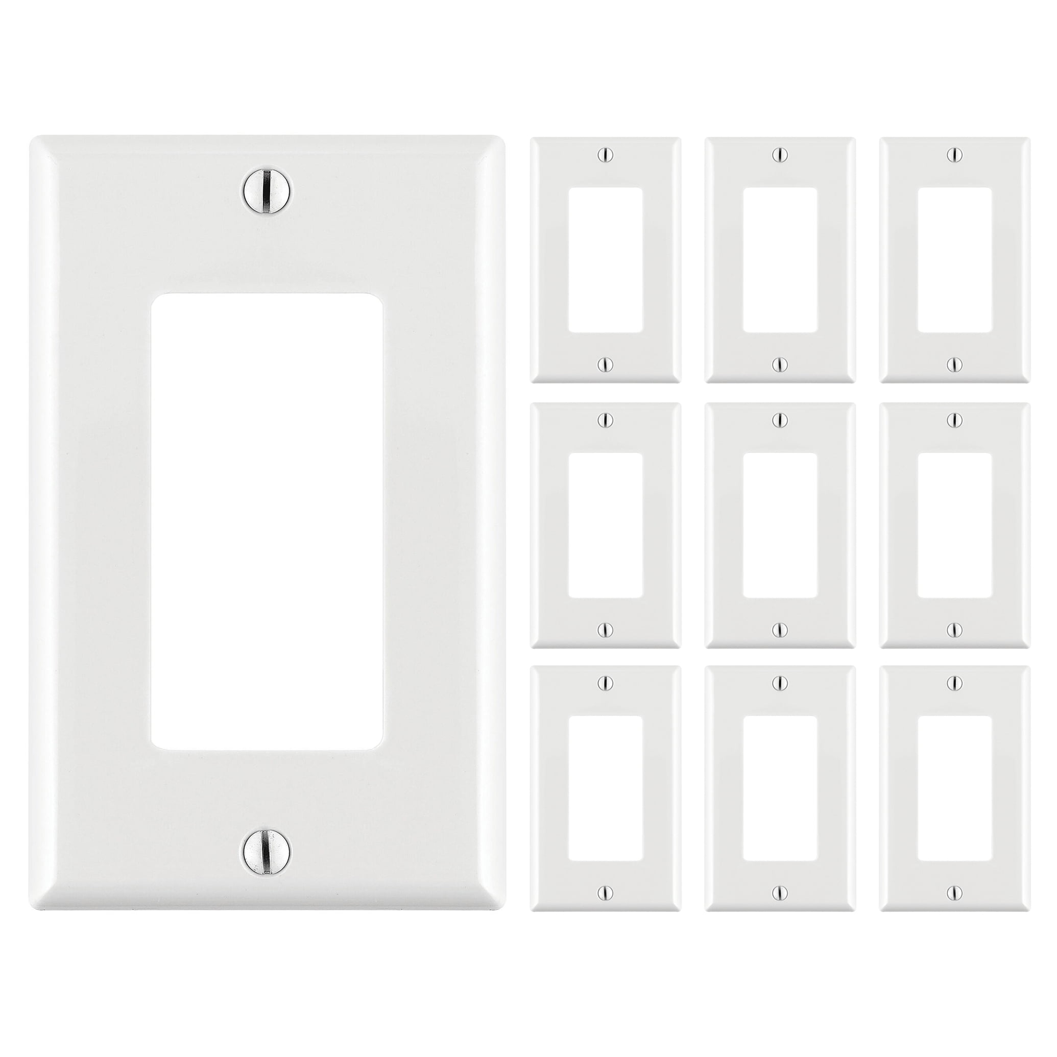 Cmple - [10 PACK] White Standard 1-Gang Blank Decora Wall Plate, Polycarbonate Thermoplastic Panel GFCI Electrical Wall Plate Single-Gang Cover