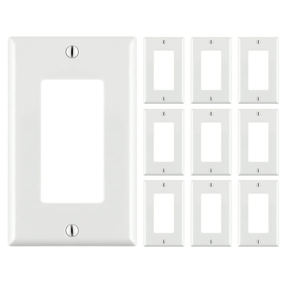 Cmple - [10 PACK] White Standard 1-Gang Blank Decora Wall Plate, Polycarbonate Thermoplastic Panel GFCI Electrical Wall Plate Single-Gang Cover