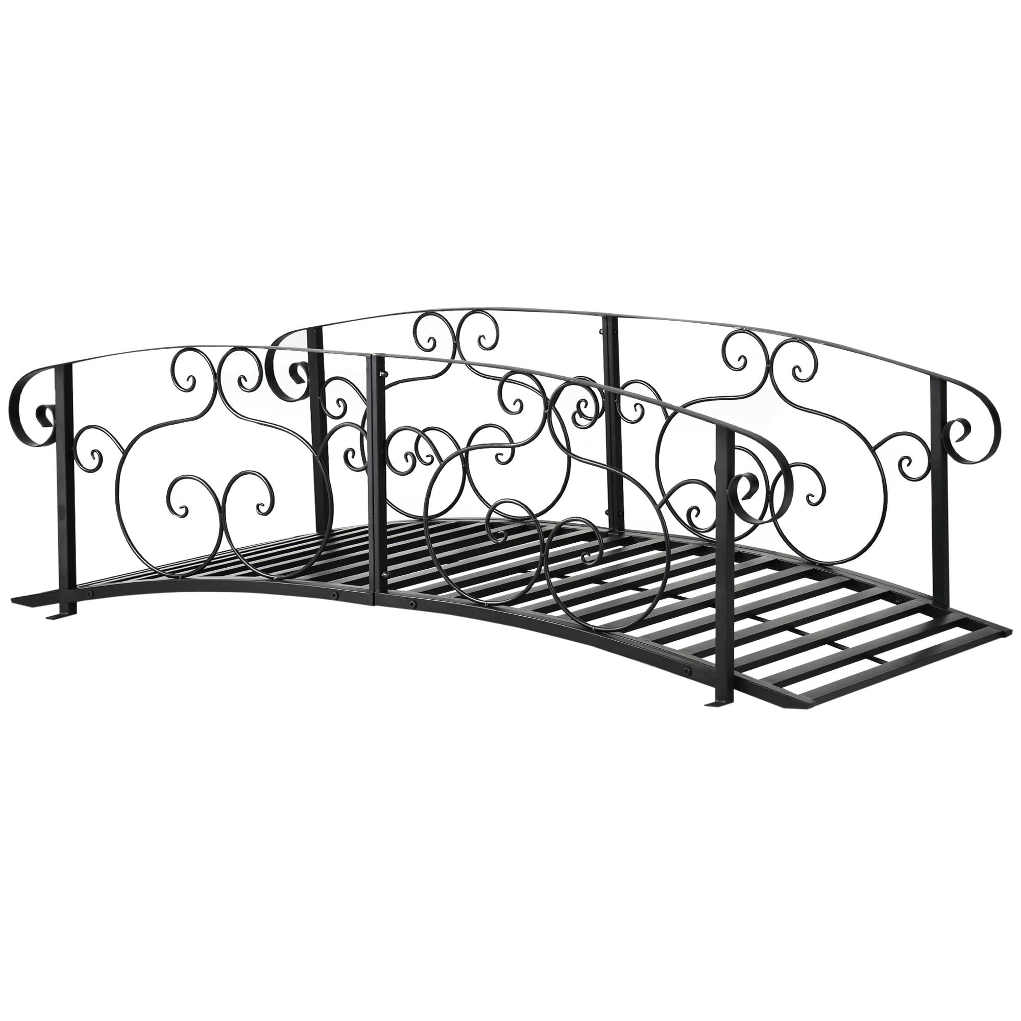 CoSoTower 6' Metal Arch Backyard Garden Bridge, Safety Siderails, Arc Footbridge for Backyard Creek, Stream, Pond, Black