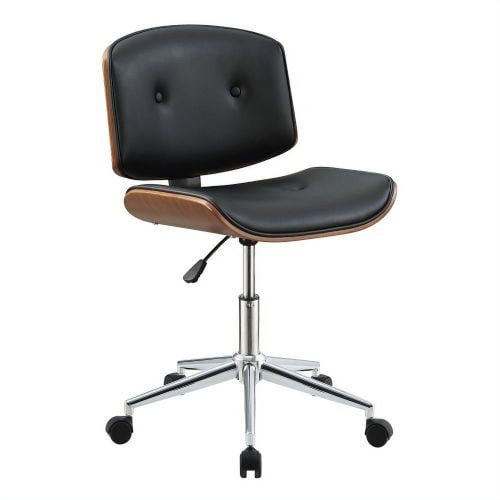 Miekor Furniture Camila Office Chair in Black Pu & Walnut