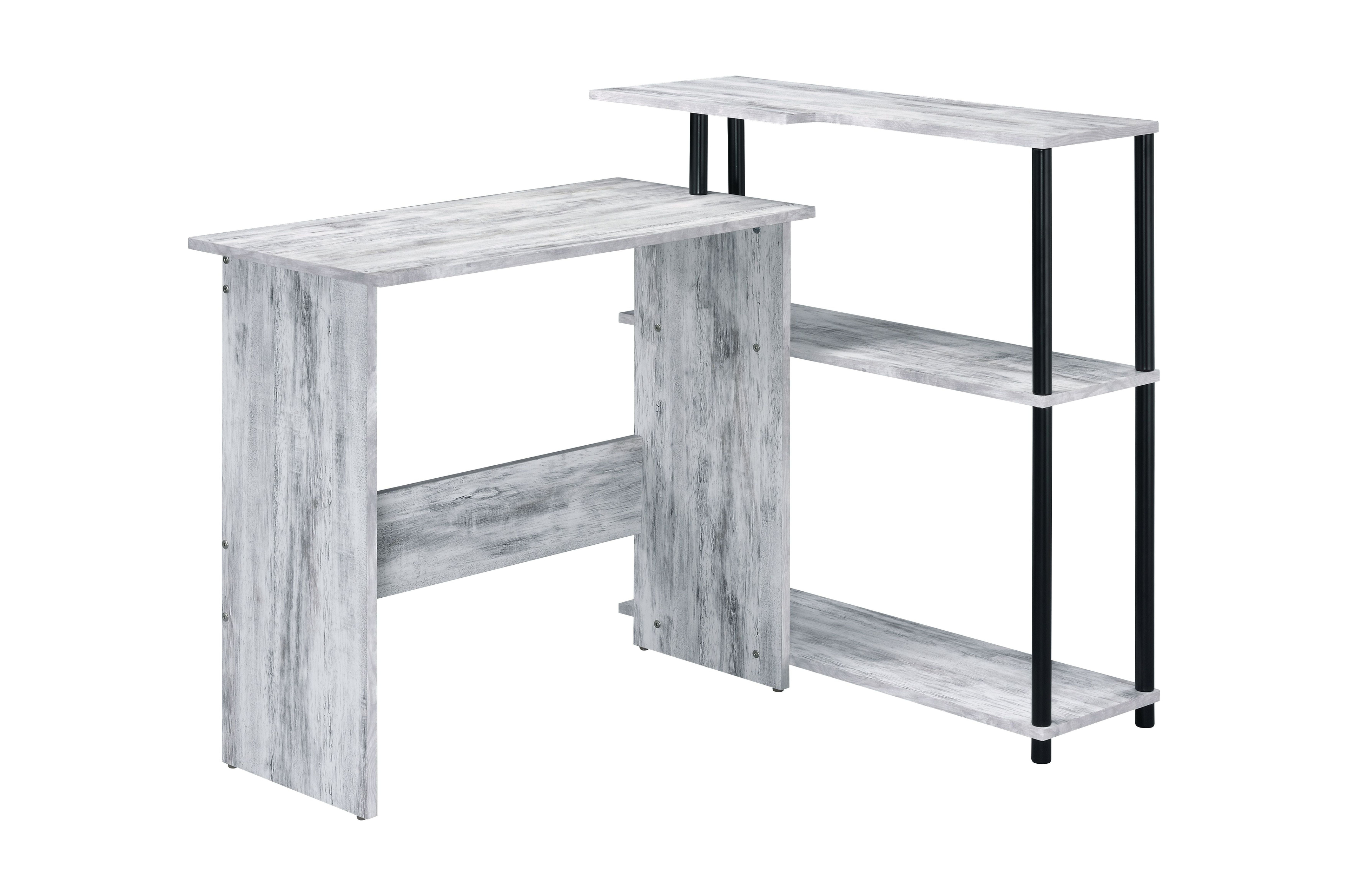 Valo L-Shaped Solid Wood Top Metal Base Writing Desk