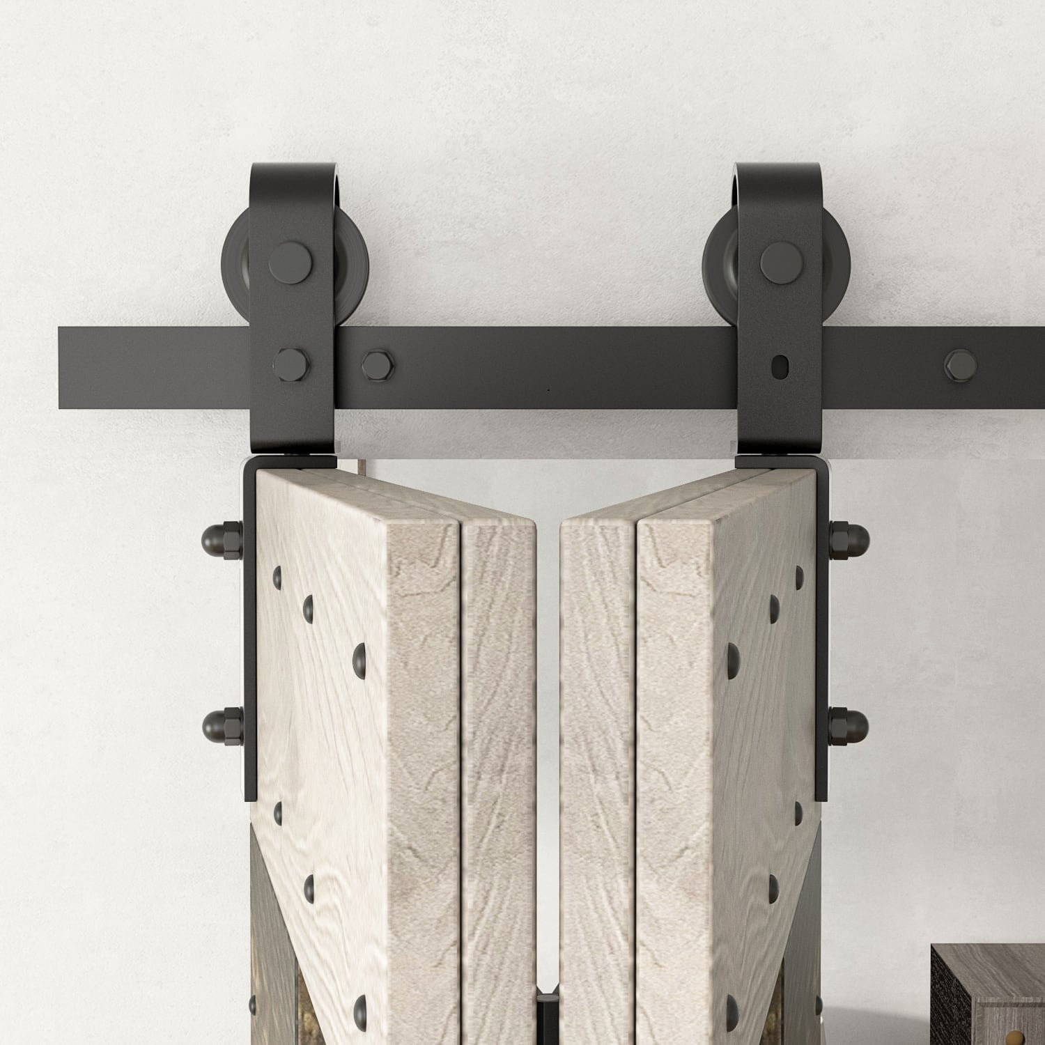 Coast Sequoia Inc Coast Sequoia 30in./36in./48in./60in./72in. x 84in. Embossing Pine Wood Bi-Fold Barn Door With Sliding Hardware Kit 30in.x84in. -