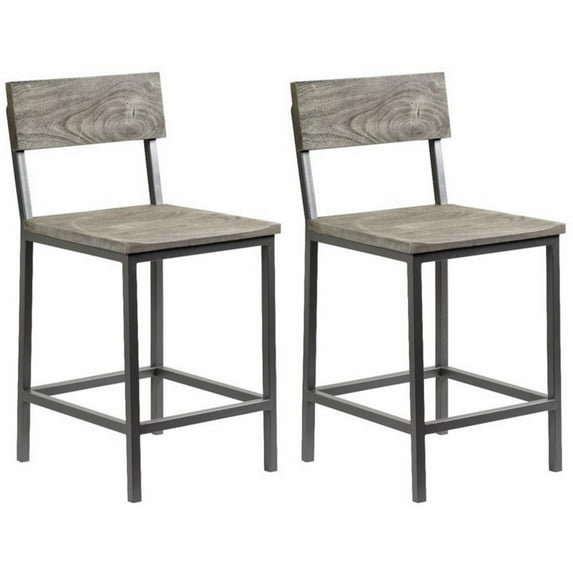 Coast To Coast Imports Sandblast Grey/Gunmetal Yukon Counter Barstool (Set of 2)