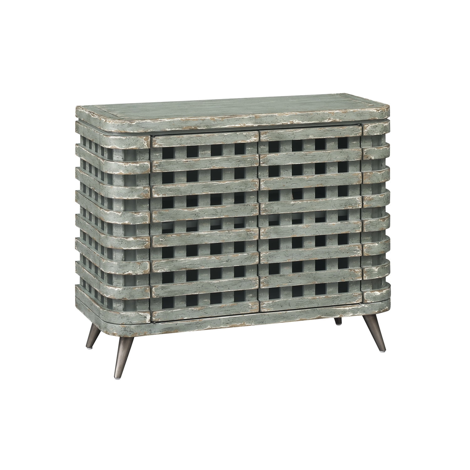 Riverdale Textured Green Wood Farmhouse Two Door Cabinet