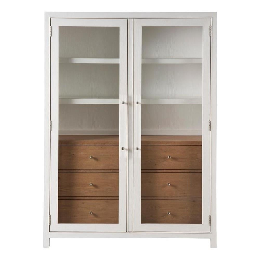 Coastal Living Seaside Display Cabinet in Weathered White and Natural Tan Oak