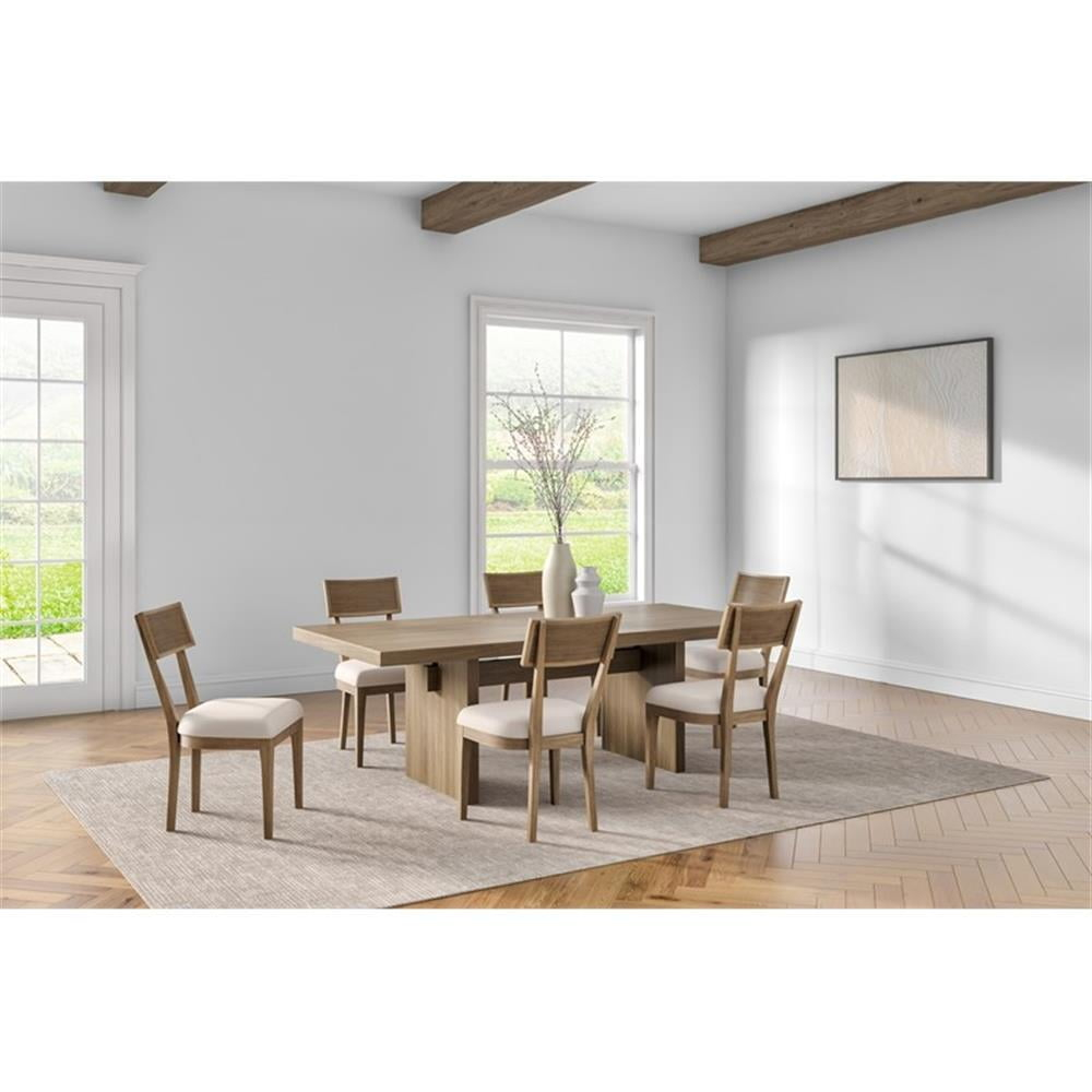 Coastal Wood Rectangular Kitchen Table with Six Chairs Dining Table Brown