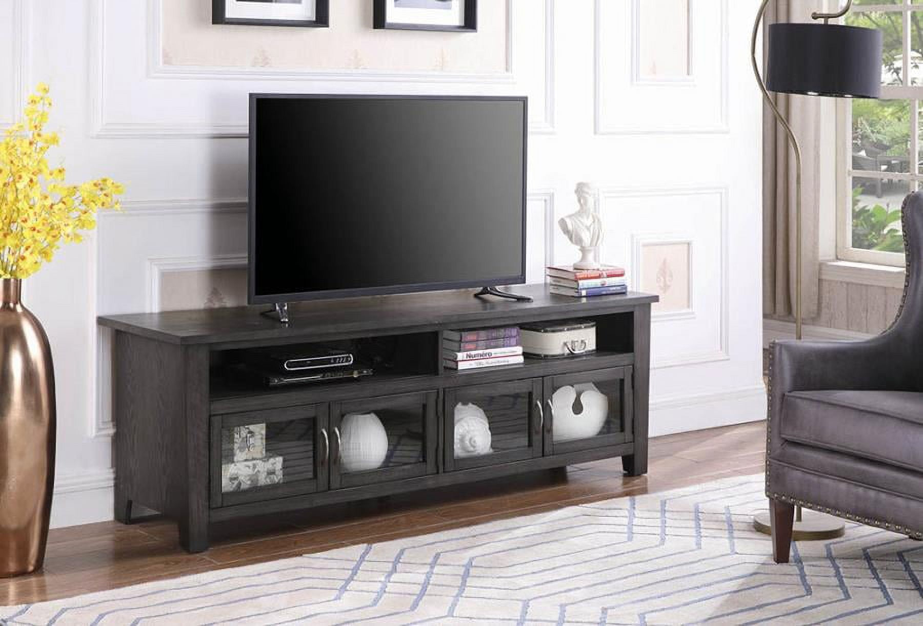 Coaster 4-Door Contemporary Wood TV Stand for TVs up to 75" in Dark Gray