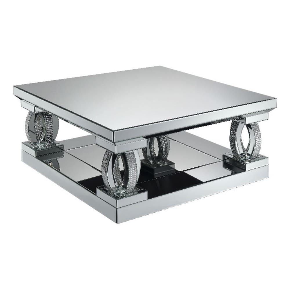 Coaster Amalia Square Modern Mirrored Glass Coffee Table in Silver