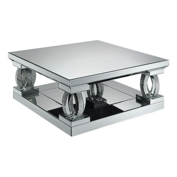 Coaster Amalia Square Modern Mirrored Glass Coffee Table in Silver