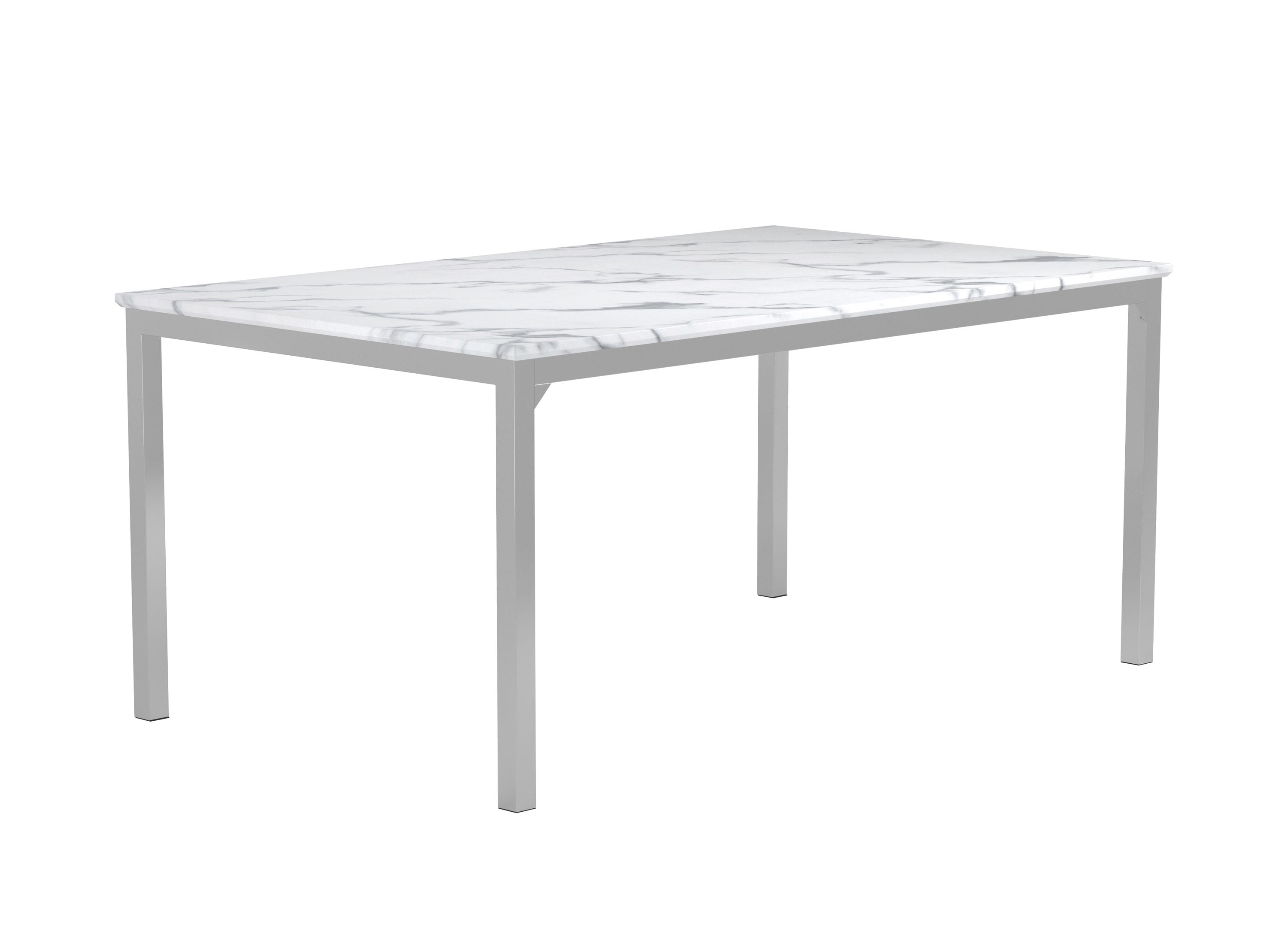 Coaster Athena Rectangle Metal Dining Table with Marble Top in Chrome